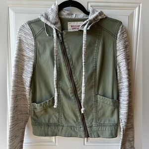 Mossimo Olive green hooded moto jacket
